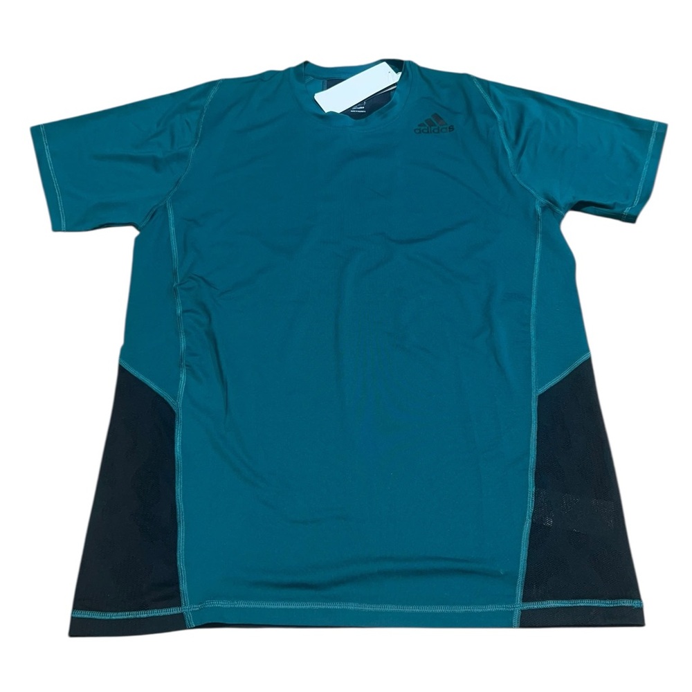 Men’s Adidas Climalite Athletic Shirt Size Medium UPF 50+ Teal Black NWT